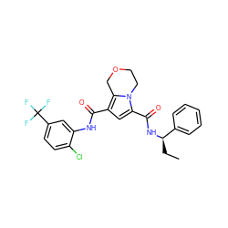 CC[C@@H](NC(=O)c1cc(C(=O)Nc2cc(C(F)(F)F)ccc2Cl)c2n1CCOC2)c1ccccc1 ZINC000143921273