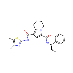 CC[C@@H](NC(=O)c1cc(C(=O)Nc2nc(C)c(C)s2)c2n1CCCC2)c1ccccc1 ZINC000143693596