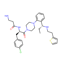 CC[C@@H](NCCc1cccs1)c1ccccc1N1CCN(C(=O)[C@@H](Cc2ccc(Cl)cc2)NC(=O)CCN)CC1 ZINC000028456263