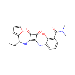 CC[C@@H](Nc1c(Nc2cccc(C(=O)N(C)C)c2O)c(=O)c1=O)c1ccco1 ZINC000101065363