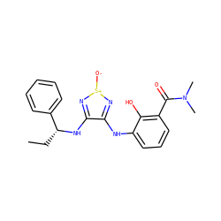 CC[C@@H](Nc1n[s+]([O-])nc1Nc1cccc(C(=O)N(C)C)c1O)c1ccccc1 ZINC000261159209