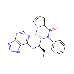 CC[C@@H](Nc1ncnc2nc[nH]c12)c1nn2cccc2c(=O)n1-c1ccccc1 ZINC000205592064