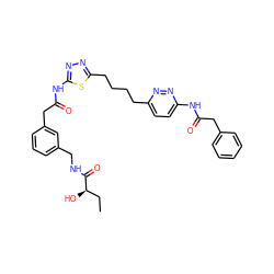 CC[C@@H](O)C(=O)NCc1cccc(CC(=O)Nc2nnc(CCCCc3ccc(NC(=O)Cc4ccccc4)nn3)s2)c1 ZINC000169698506