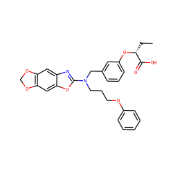 CC[C@@H](Oc1cccc(CN(CCCOc2ccccc2)c2nc3cc4c(cc3o2)OCO4)c1)C(=O)O ZINC000028900714