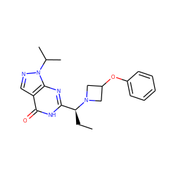 CC[C@@H](c1nc2c(cnn2C(C)C)c(=O)[nH]1)N1CC(Oc2ccccc2)C1 ZINC001772612582