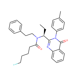 CC[C@@H](c1nc2ccccc2c(=O)n1-c1ccc(C)cc1)N(CCc1ccccc1)C(=O)CCCCF ZINC000203719287