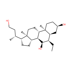CC[C@@H]1[C@@H]2C[C@H](O)CC[C@]2(C)[C@H]2CC[C@@]3(C)[C@@H](CC[C@@H]3[C@H](C)CCO)[C@@H]2[C@@H]1O ZINC000141847474