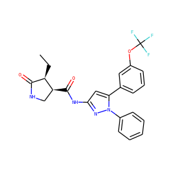 CC[C@@H]1C(=O)NC[C@@H]1C(=O)Nc1cc(-c2cccc(OC(F)(F)F)c2)n(-c2ccccc2)n1 ZINC000169707220