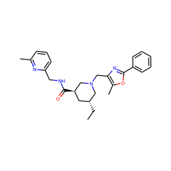 CC[C@@H]1C[C@@H](C(=O)NCc2cccc(C)n2)CN(Cc2nc(-c3ccccc3)oc2C)C1 ZINC000071334039