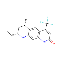 CC[C@@H]1C[C@H](C)c2cc3c(C(F)(F)F)cc(=O)[nH]c3cc2N1 ZINC000013581068