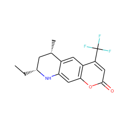 CC[C@@H]1C[C@H](C)c2cc3c(C(F)(F)F)cc(=O)oc3cc2N1 ZINC000100827388