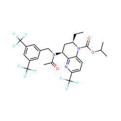 CC[C@@H]1C[C@H](N(Cc2cc(C(F)(F)F)cc(C(F)(F)F)c2)C(C)=O)c2nc(C(F)(F)F)ccc2N1C(=O)OC(C)C ZINC000084635840