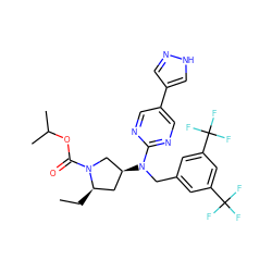 CC[C@@H]1C[C@H](N(Cc2cc(C(F)(F)F)cc(C(F)(F)F)c2)c2ncc(-c3cn[nH]c3)cn2)CN1C(=O)OC(C)C ZINC000116940611