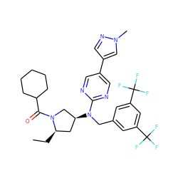 CC[C@@H]1C[C@H](N(Cc2cc(C(F)(F)F)cc(C(F)(F)F)c2)c2ncc(-c3cnn(C)c3)cn2)CN1C(=O)C1CCCCC1 ZINC000116933114