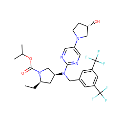 CC[C@@H]1C[C@H](N(Cc2cc(C(F)(F)F)cc(C(F)(F)F)c2)c2ncc(N3CC[C@H](O)C3)cn2)CN1C(=O)OC(C)C ZINC000116933786