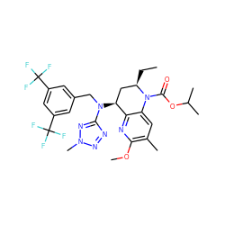 CC[C@@H]1C[C@H](N(Cc2cc(C(F)(F)F)cc(C(F)(F)F)c2)c2nnn(C)n2)c2nc(OC)c(C)cc2N1C(=O)OC(C)C ZINC000084634964