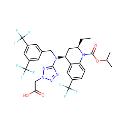 CC[C@@H]1C[C@H](N(Cc2cc(C(F)(F)F)cc(C(F)(F)F)c2)c2nnn(CC(=O)O)n2)c2cc(C(F)(F)F)ccc2N1C(=O)OC(C)C ZINC000084669945