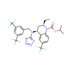 CC[C@@H]1C[C@H](N(Cc2cc(C(F)(F)F)cc(C(F)(F)F)c2)c2nnn[nH]2)c2cc(C(F)(F)F)ccc2N1C(=O)OC(C)C ZINC000084670678