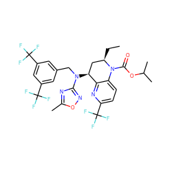 CC[C@@H]1C[C@H](N(Cc2cc(C(F)(F)F)cc(C(F)(F)F)c2)c2noc(C)n2)c2nc(C(F)(F)F)ccc2N1C(=O)OC(C)C ZINC000084632872