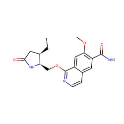 CC[C@@H]1CC(=O)N[C@@H]1COc1nccc2cc(C(N)=O)c(OC)cc12 ZINC001772638708