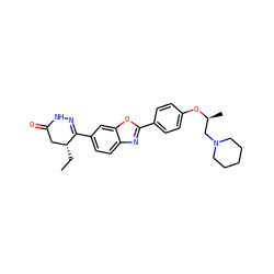 CC[C@@H]1CC(=O)NN=C1c1ccc2nc(-c3ccc(O[C@@H](C)CN4CCCCC4)cc3)oc2c1 ZINC000139590204