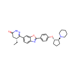 CC[C@@H]1CC(=O)NN=C1c1ccc2nc(-c3ccc(O[C@H]4CCC[C@@H]4N4CCCCC4)cc3)oc2c1 ZINC000139571341