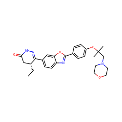 CC[C@@H]1CC(=O)NN=C1c1ccc2nc(-c3ccc(OC(C)(C)CN4CCOCC4)cc3)oc2c1 ZINC000168462049