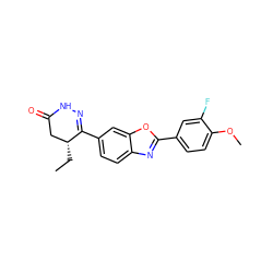 CC[C@@H]1CC(=O)NN=C1c1ccc2nc(-c3ccc(OC)c(F)c3)oc2c1 ZINC000168870384