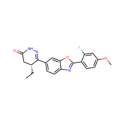 CC[C@@H]1CC(=O)NN=C1c1ccc2nc(-c3ccc(OC)cc3F)oc2c1 ZINC000139359813