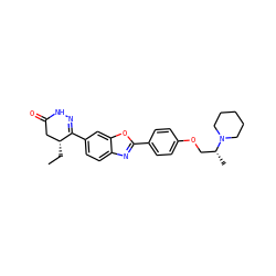 CC[C@@H]1CC(=O)NN=C1c1ccc2nc(-c3ccc(OC[C@@H](C)N4CCCCC4)cc3)oc2c1 ZINC000139330367