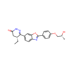 CC[C@@H]1CC(=O)NN=C1c1ccc2nc(-c3ccc(OC[C@@H](C)O)cc3)oc2c1 ZINC000139504714