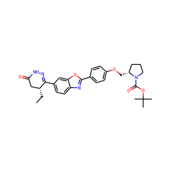 CC[C@@H]1CC(=O)NN=C1c1ccc2nc(-c3ccc(OC[C@@H]4CCCN4C(=O)OC(C)(C)C)cc3)oc2c1 ZINC000168839838