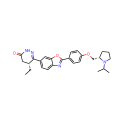 CC[C@@H]1CC(=O)NN=C1c1ccc2nc(-c3ccc(OC[C@@H]4CCCN4C(C)C)cc3)oc2c1 ZINC000168905026