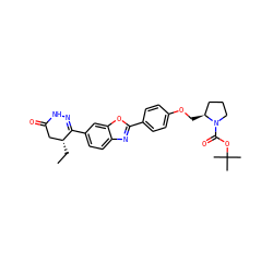 CC[C@@H]1CC(=O)NN=C1c1ccc2nc(-c3ccc(OC[C@H]4CCCN4C(=O)OC(C)(C)C)cc3)oc2c1 ZINC000168903498