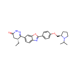 CC[C@@H]1CC(=O)NN=C1c1ccc2nc(-c3ccc(OC[C@H]4CCCN4C(C)C)cc3)oc2c1 ZINC000139618939