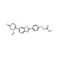 CC[C@@H]1CC(=O)NN=C1c1ccc2nc(-c3ccc(OCC(=O)NC)cc3)oc2c1 ZINC000168177675