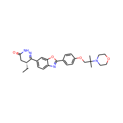 CC[C@@H]1CC(=O)NN=C1c1ccc2nc(-c3ccc(OCC(C)(C)N4CCOCC4)cc3)oc2c1 ZINC000169011386