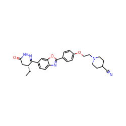 CC[C@@H]1CC(=O)NN=C1c1ccc2nc(-c3ccc(OCCN4CCC(C#N)CC4)cc3)oc2c1 ZINC000168844356