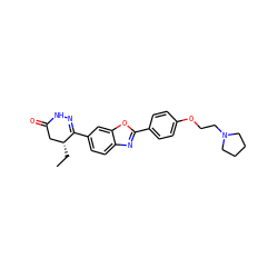 CC[C@@H]1CC(=O)NN=C1c1ccc2nc(-c3ccc(OCCN4CCCC4)cc3)oc2c1 ZINC000139338141