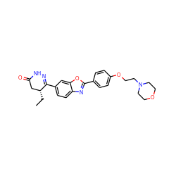 CC[C@@H]1CC(=O)NN=C1c1ccc2nc(-c3ccc(OCCN4CCOCC4)cc3)oc2c1 ZINC000168203409