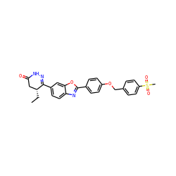 CC[C@@H]1CC(=O)NN=C1c1ccc2nc(-c3ccc(OCc4ccc(S(C)(=O)=O)cc4)cc3)oc2c1 ZINC000168493381