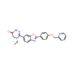 CC[C@@H]1CC(=O)NN=C1c1ccc2nc(-c3ccc(OCc4ccccn4)cc3)oc2c1 ZINC000139384568