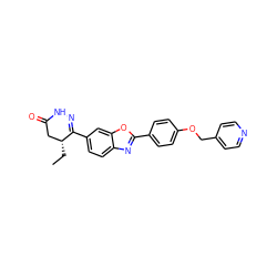 CC[C@@H]1CC(=O)NN=C1c1ccc2nc(-c3ccc(OCc4ccncc4)cc3)oc2c1 ZINC000139774787