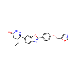 CC[C@@H]1CC(=O)NN=C1c1ccc2nc(-c3ccc(OCc4cnco4)cc3)oc2c1 ZINC000168598368