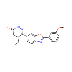 CC[C@@H]1CC(=O)NN=C1c1ccc2nc(-c3cccc(OC)c3)oc2c1 ZINC000168915070