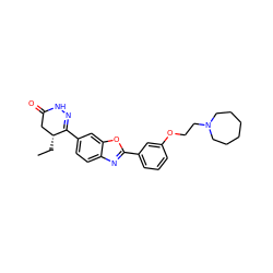 CC[C@@H]1CC(=O)NN=C1c1ccc2nc(-c3cccc(OCCN4CCCCCC4)c3)oc2c1 ZINC000168630304