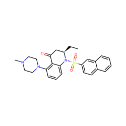 CC[C@@H]1CC(=O)c2c(N3CCN(C)CC3)cccc2N1S(=O)(=O)c1ccc2ccccc2c1 ZINC000066262561