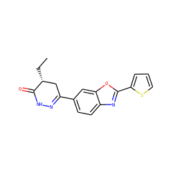 CC[C@@H]1CC(c2ccc3nc(-c4cccs4)oc3c2)=NNC1=O ZINC000168587560