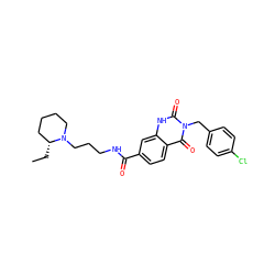 CC[C@@H]1CCCCN1CCCNC(=O)c1ccc2c(=O)n(Cc3ccc(Cl)cc3)c(=O)[nH]c2c1 ZINC000028641499