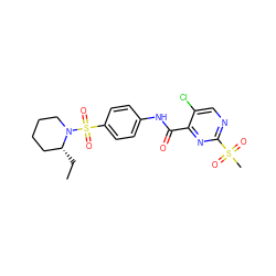 CC[C@@H]1CCCCN1S(=O)(=O)c1ccc(NC(=O)c2nc(S(C)(=O)=O)ncc2Cl)cc1 ZINC000009431684